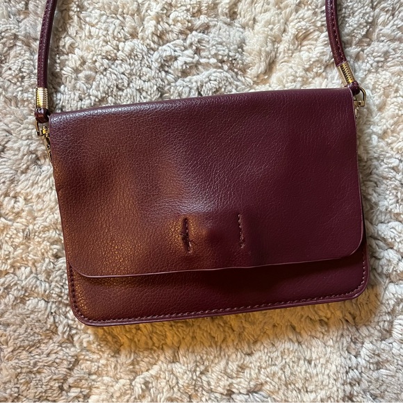 Burgundy Vegan Leather Crossbody Bag - Picture 4 of 10